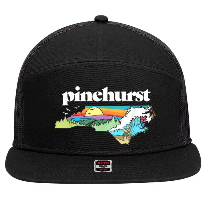 Pinehurst North Carolina Outdoors Retro Nature 7 Panel Mesh Trucker Snapback Hat