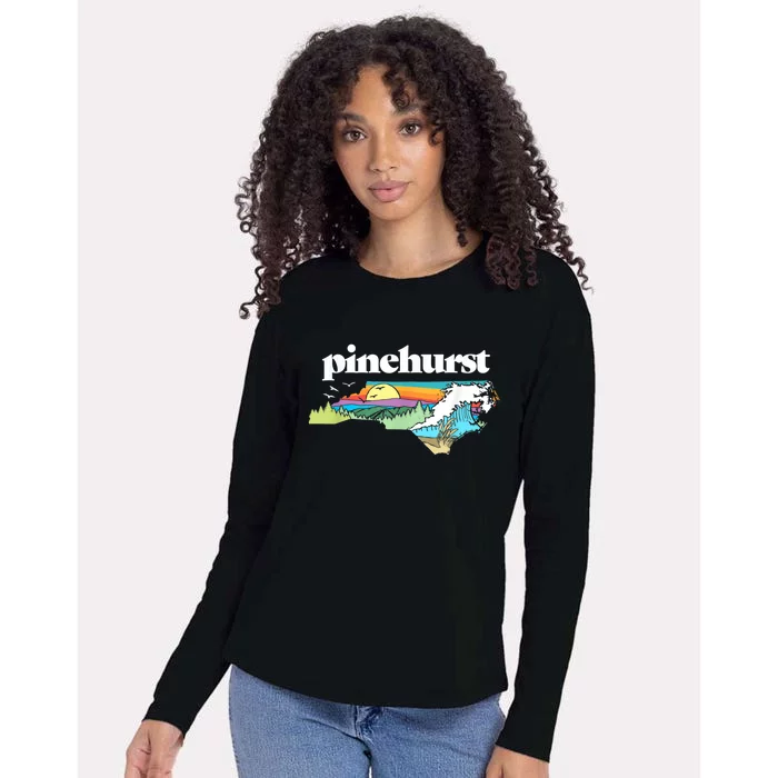 Pinehurst North Carolina Outdoors Retro Nature Womens Cotton Relaxed Long Sleeve T-Shirt