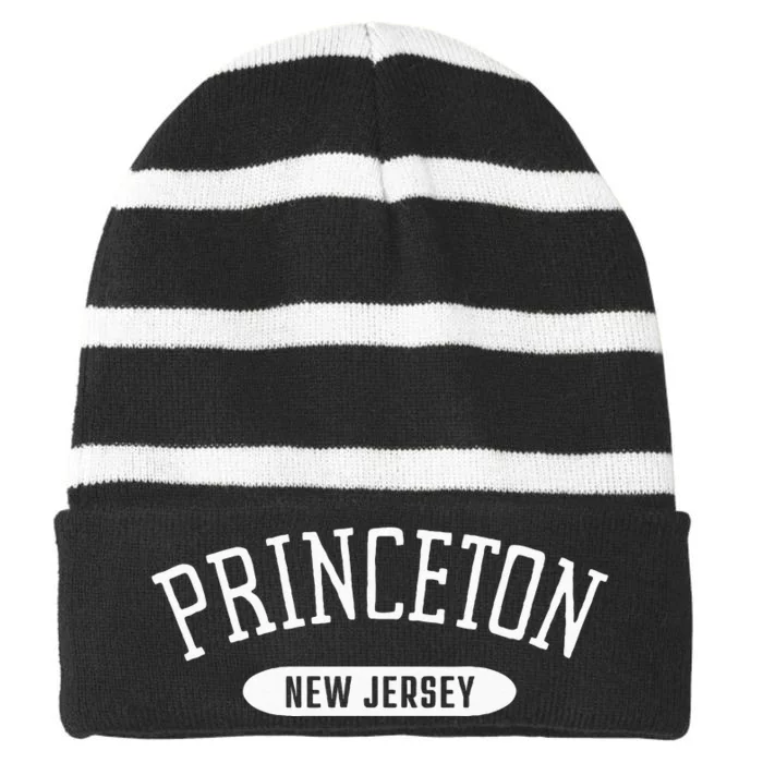 Princeton NJ College Style Princeton New Jersey NJ Striped Beanie with Solid Band