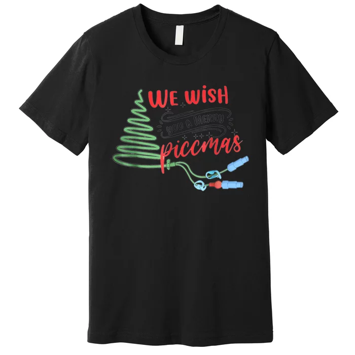 PICC Nurse Christmas Vascular Access ICU Rn Infusion Nurse Premium T-Shirt