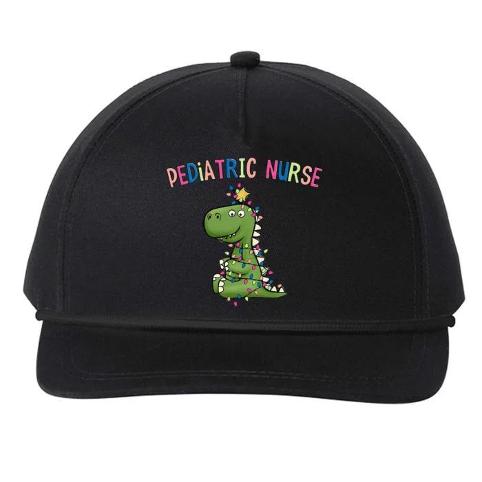 Pediatric Nurse Christmas Peds Dinosaur Rn Xmas Peds Nurse Snapback Five-Panel Rope Hat