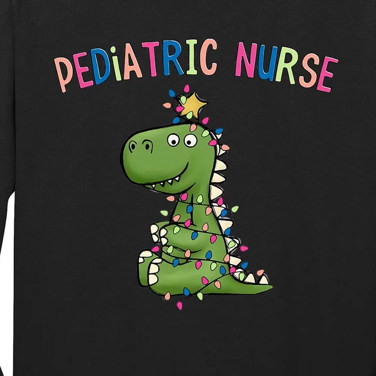 Pediatric Nurse Christmas Peds Dinosaur Rn Xmas Peds Nurse Tall Long Sleeve T-Shirt