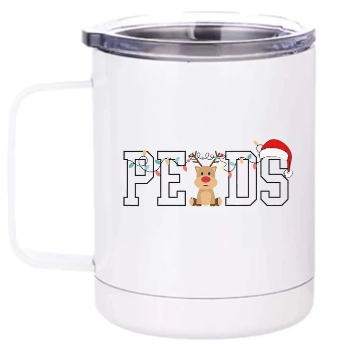 Pediatric Nurse Christmas Peds Nurse Practitioner RN Xmas Front & Back 12oz Stainless Steel Tumbler Cup