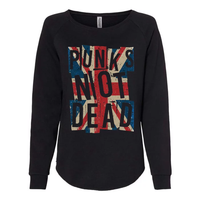 Punks Not Dead Vintage Uk London Flag Punk Is Not Dead Optimized Womens California Wash Sweatshirt