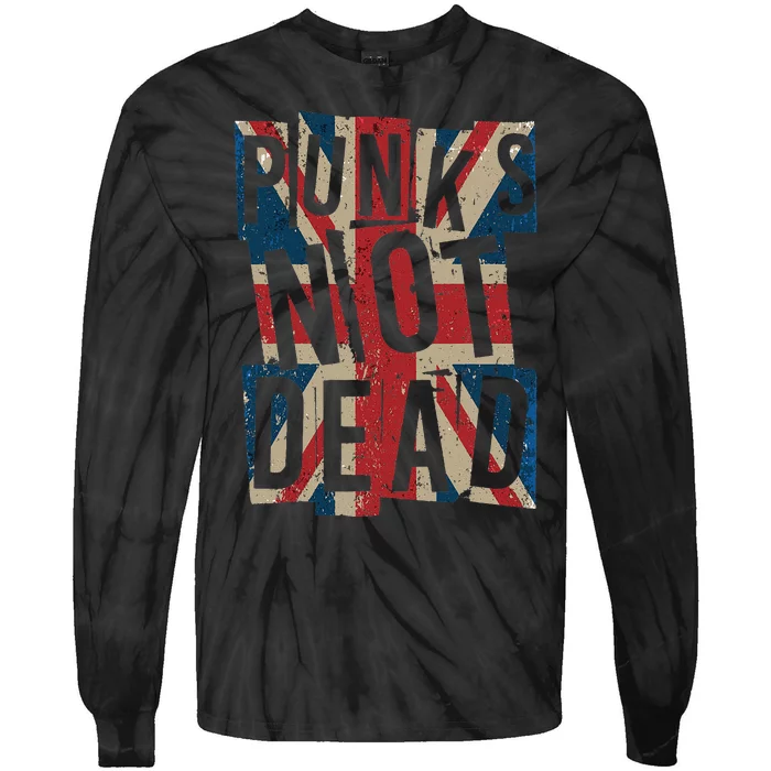 Punks Not Dead Vintage Uk London Flag Punk Is Not Dead Optimized Tie-Dye Long Sleeve Shirt