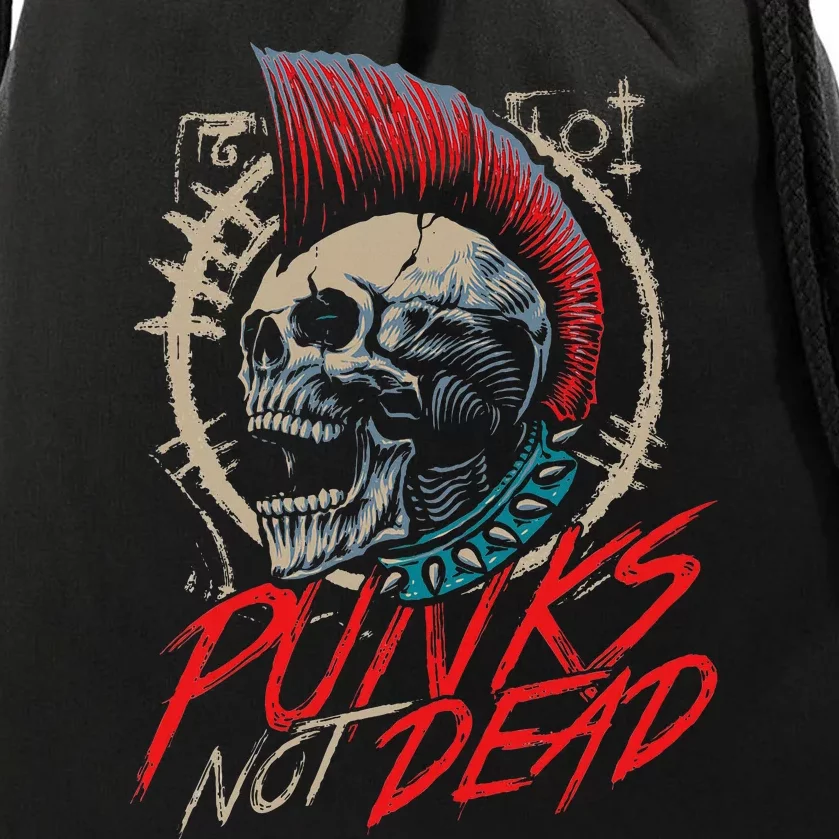 Punks Not Dead Rocker Punker Punk Rock Music Drawstring Bag