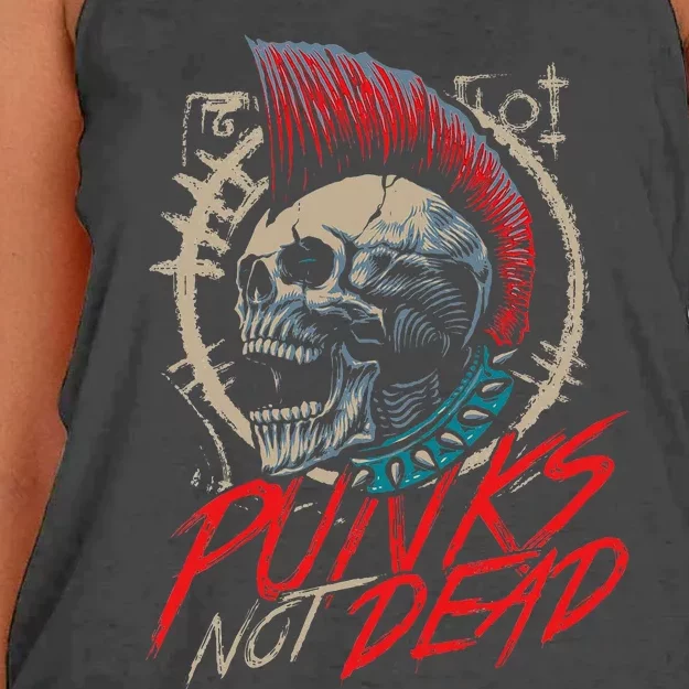 Punks Not Dead Rocker Punker Punk Rock Music Women's Knotted Racerback Tank