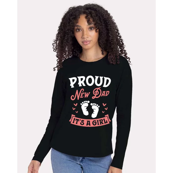 Proud New Dad Its A Footprints Reveal Announcet Gift Womens Cotton Relaxed Long Sleeve T-Shirt