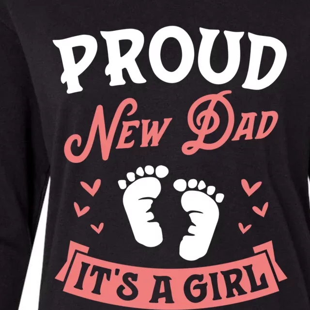 Proud New Dad Its A Footprints Reveal Announcet Gift Womens Cotton Relaxed Long Sleeve T-Shirt