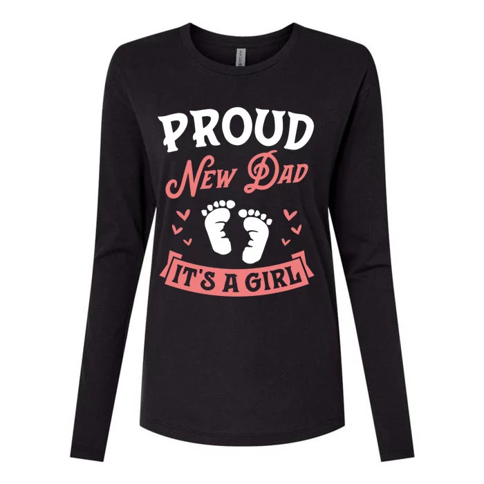 Proud New Dad Its A Footprints Reveal Announcet Gift Womens Cotton Relaxed Long Sleeve T-Shirt