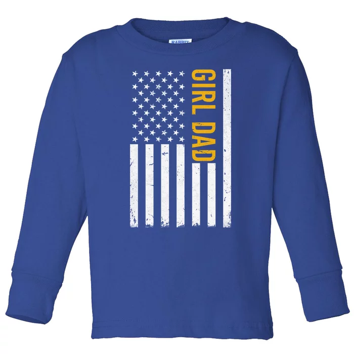 Proud New Dad Us American Flag Dad Fathers Day Daddy Cute Gift Toddler Long Sleeve Shirt