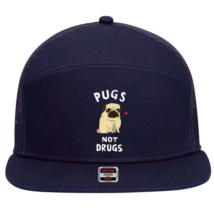 Pugs Not Drugs Funny Present For Dog Lover Tee Pets 7 Panel Mesh Trucker Snapback Hat