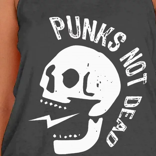 Punks Not Dead Skull Women's Knotted Racerback Tank