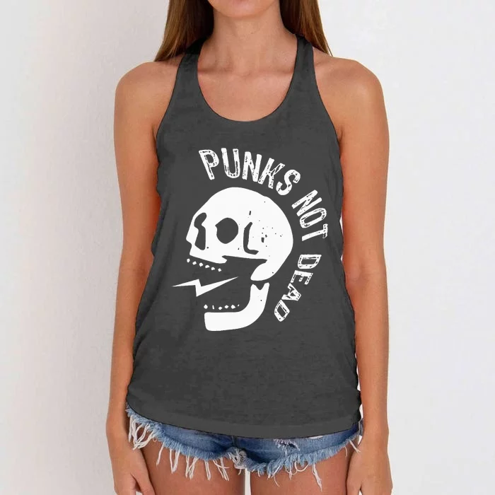 Punks Not Dead Skull Women's Knotted Racerback Tank