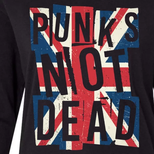 Punks Not Dead British Flag Britain England Womens Cotton Relaxed Long Sleeve T-Shirt