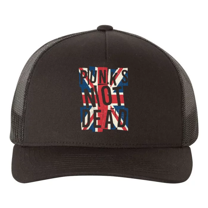 Punks Not Dead British Flag Britain England Yupoong Adult 5-Panel Trucker Hat