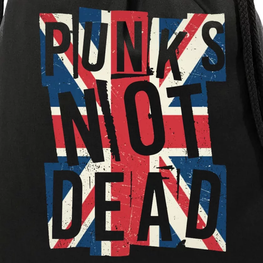 Punks Not Dead British Flag Britain England Drawstring Bag