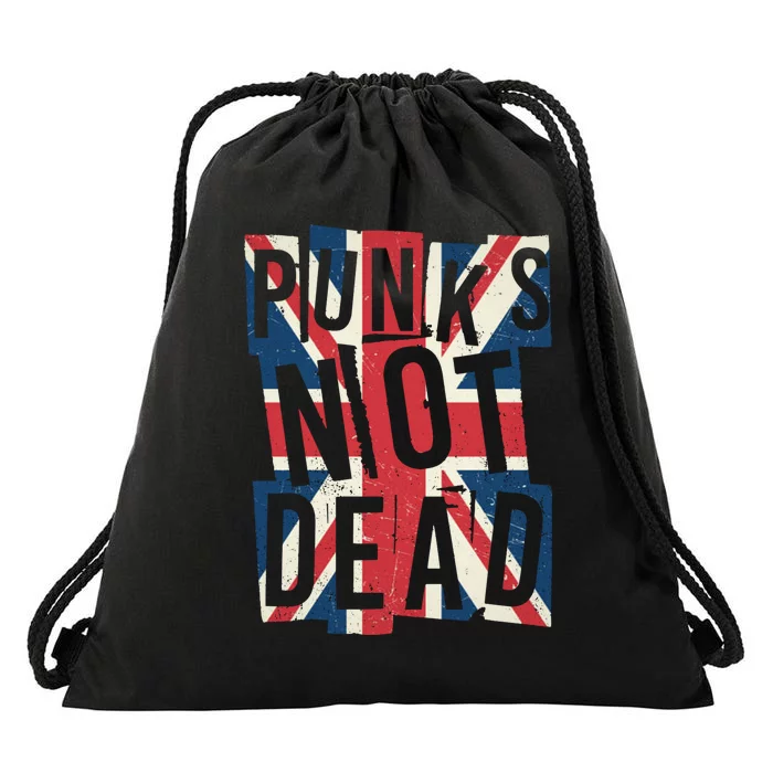 Punks Not Dead British Flag Britain England Drawstring Bag