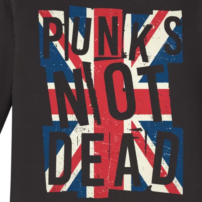 Punks Not Dead British Flag Britain England Baby Long Sleeve Bodysuit