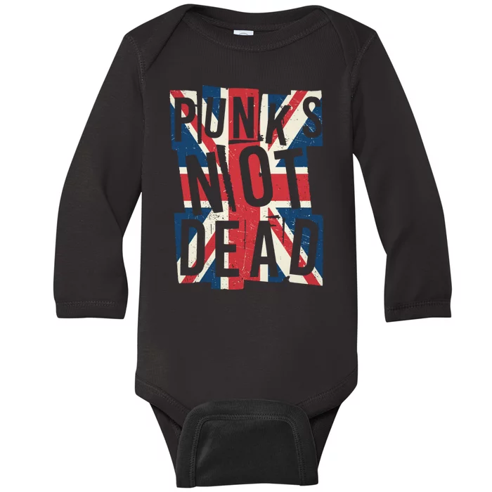 Punks Not Dead British Flag Britain England Baby Long Sleeve Bodysuit