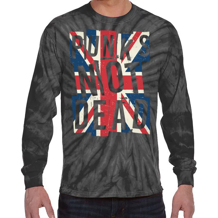 Punks Not Dead British Flag Britain England Tie-Dye Long Sleeve Shirt