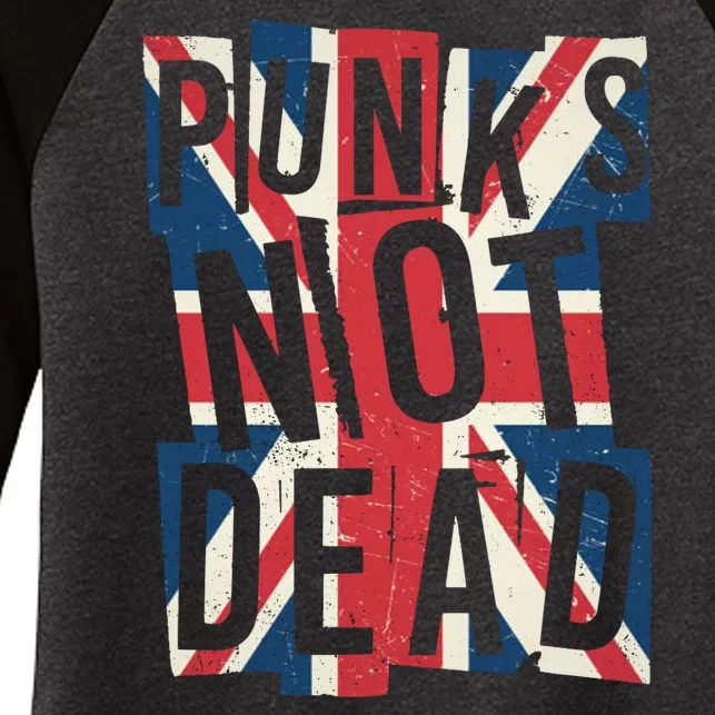 Punks Not Dead British Flag Britain England Women's Tri-Blend 3/4-Sleeve Raglan Shirt