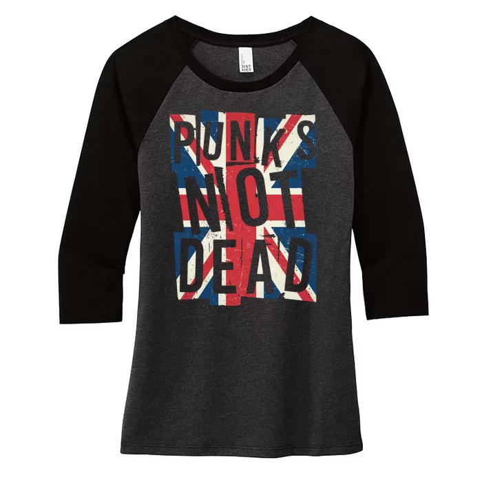 Punks Not Dead British Flag Britain England Women's Tri-Blend 3/4-Sleeve Raglan Shirt