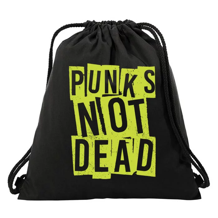 Punks Not Dead Neon Logo Drawstring Bag