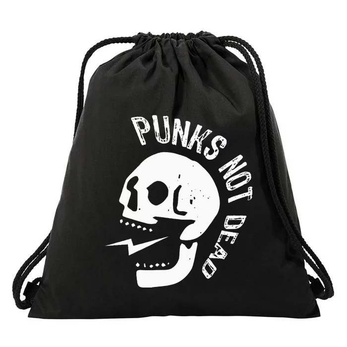 Punks Not Dead Skull Drawstring Bag