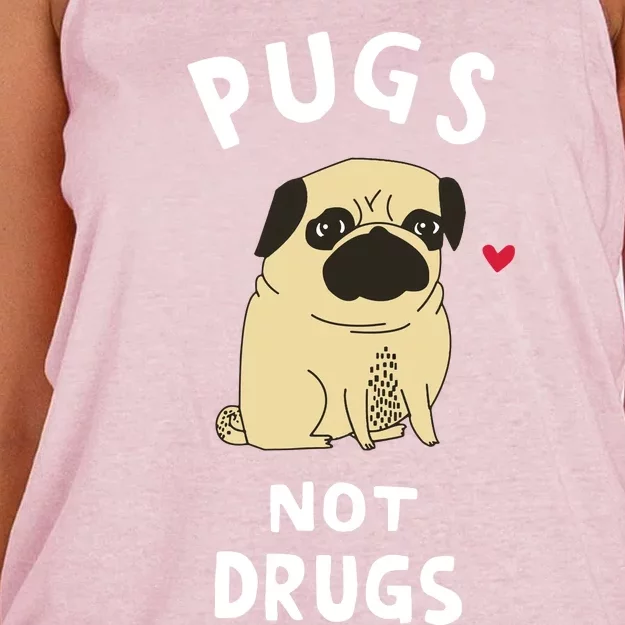 Pugs Not Drugs Funny Present For Dog Lover Tee Pets Women's Knotted Racerback Tank