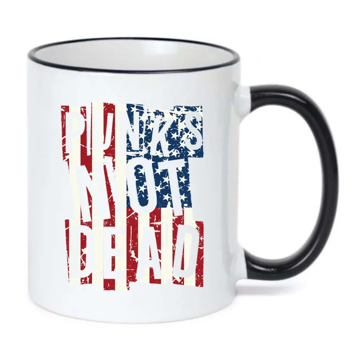 Punks Not Dead USA American Flag Black Color Changing Mug