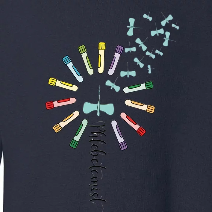 Phlebotomist Nurse Dandelion Butterflies Needle Rainbow Phlebotomy Lab Week Toddler Sweatshirt