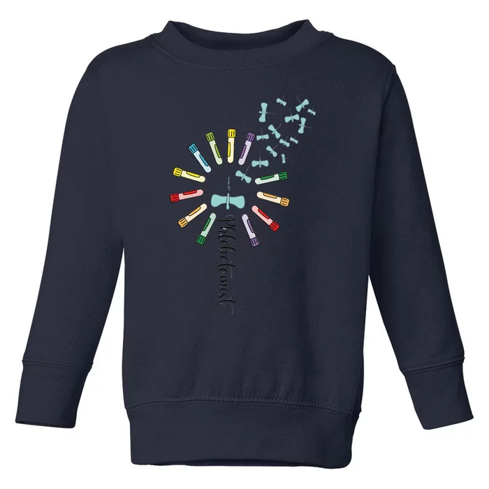 Phlebotomist Nurse Dandelion Butterflies Needle Rainbow Phlebotomy Lab Week Toddler Sweatshirt