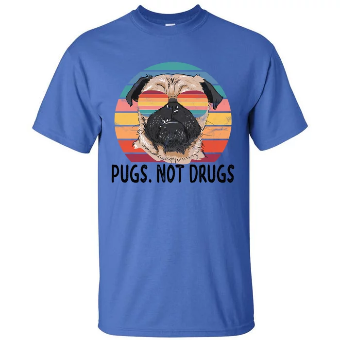 Pugs Not Drugs Funny Pug Lover Retro Vintage Gift Tall T-Shirt