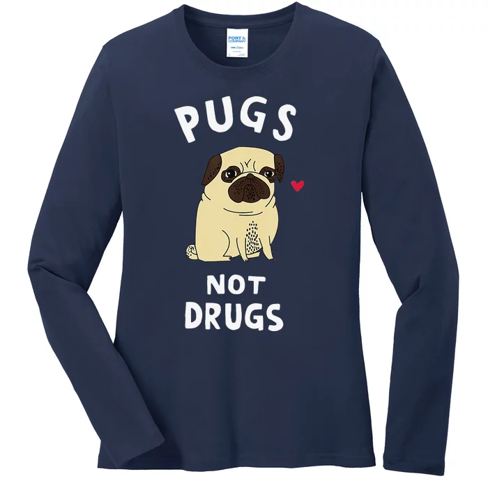 Pugs Not Drugs Funny Present For Dog Lover Tee Pets Ladies Long Sleeve Shirt