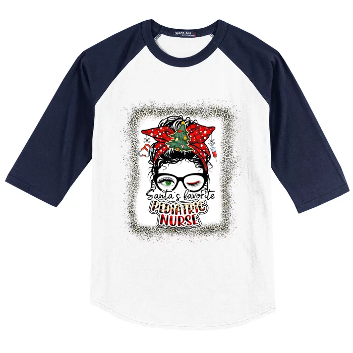 Pediatric Nurse Elf Pediatric Nurse SantaS Favorite Nurse Gift Baseball Sleeve Shirt