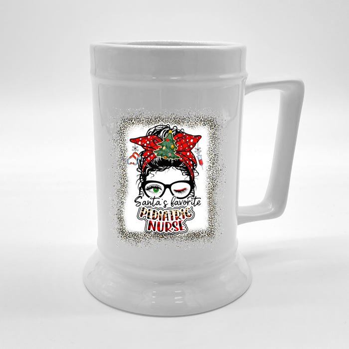 Pediatric Nurse Elf Pediatric Nurse SantaS Favorite Nurse Gift Front & Back Beer Stein