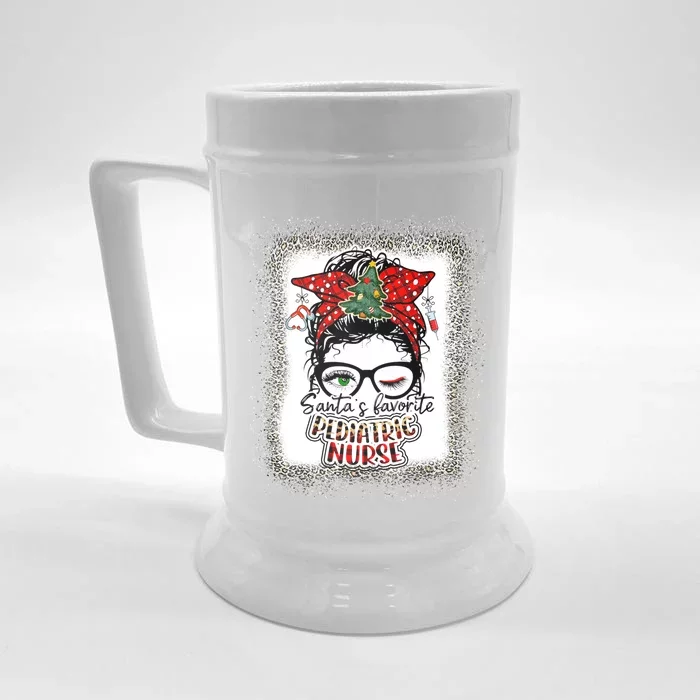 Pediatric Nurse Elf Pediatric Nurse SantaS Favorite Nurse Gift Front & Back Beer Stein