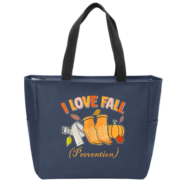 Pt Nurse Fall I Love Fall Prevention Fall Physical Therapy Zip Tote Bag