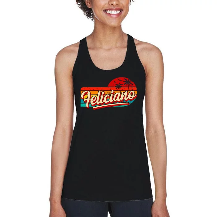 Personal Name Feliciano Retro Vintage First Name Feliciano Women's Racerback Tank