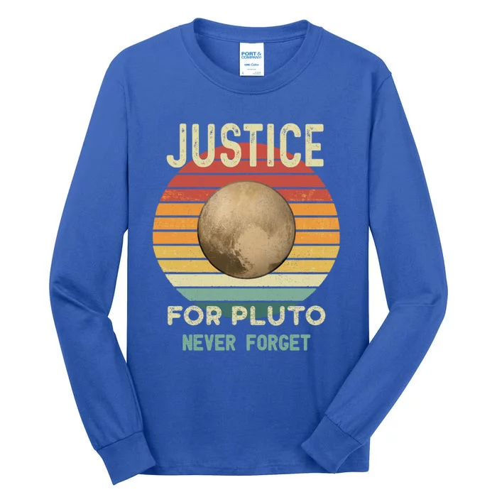 Pluto Never Forget Retro Style Funny Space Astronomy Gift Tall Long Sleeve T-Shirt