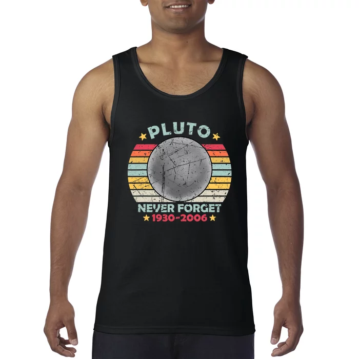 Pluto Never Forget Funny Space Vintage Retro Astronomy Tank Top