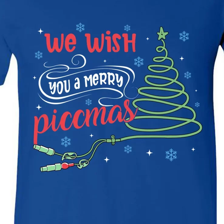 Picc Nurse Funny Christmas We Wish You A Merry Piccmas Gift V-Neck T-Shirt