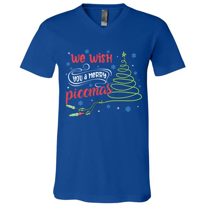 Picc Nurse Funny Christmas We Wish You A Merry Piccmas Gift V-Neck T-Shirt