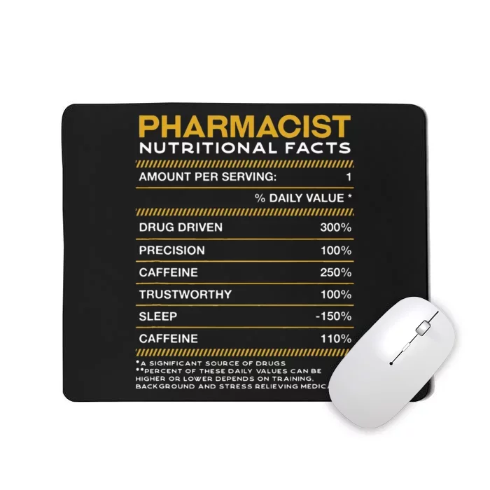 Pharmacist Nutrition Facts Pharmacy Funny Mousepad