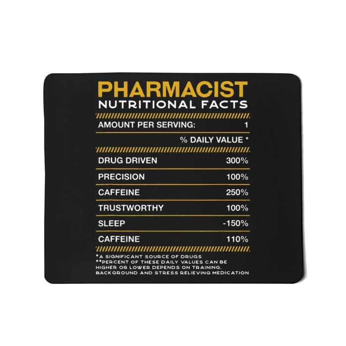 Pharmacist Nutrition Facts Pharmacy Funny Mousepad