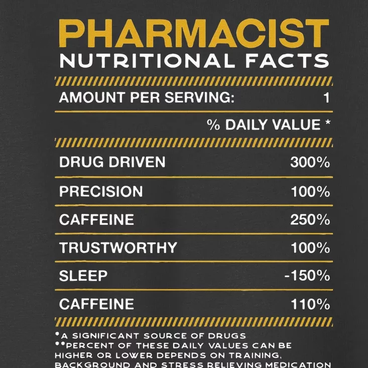 Pharmacist Nutrition Facts Pharmacy Funny Toddler T-Shirt