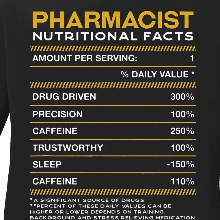 Pharmacist Nutrition Facts Pharmacy Funny Ladies Long Sleeve Shirt