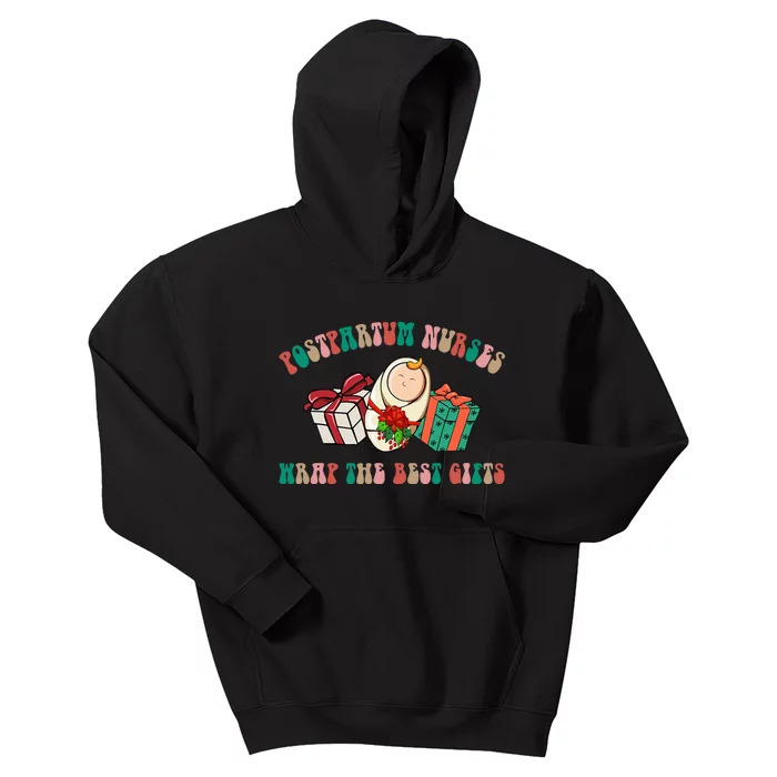 Postpartum Nurses Funny Christmas We Wrap The Best Presents Kids Hoodie