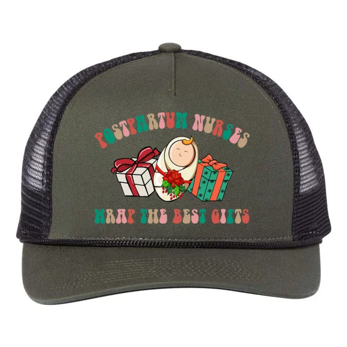 Postpartum Nurses Funny Christmas We Wrap The Best Presents Retro Rope Trucker Hat Cap